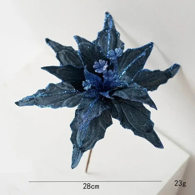 Poinsettia azul brilhante para decoração de Natal no Enfeites Árvore Ricaly