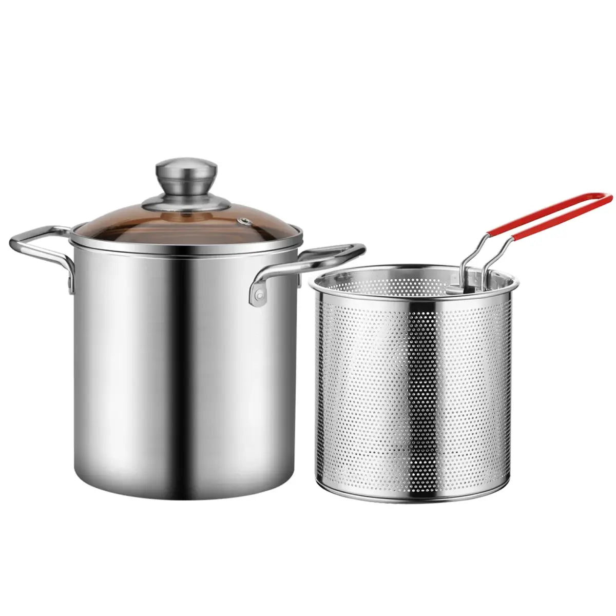 Panela de aço inox com peneira do conjunto Ricaly para cozinha avançada