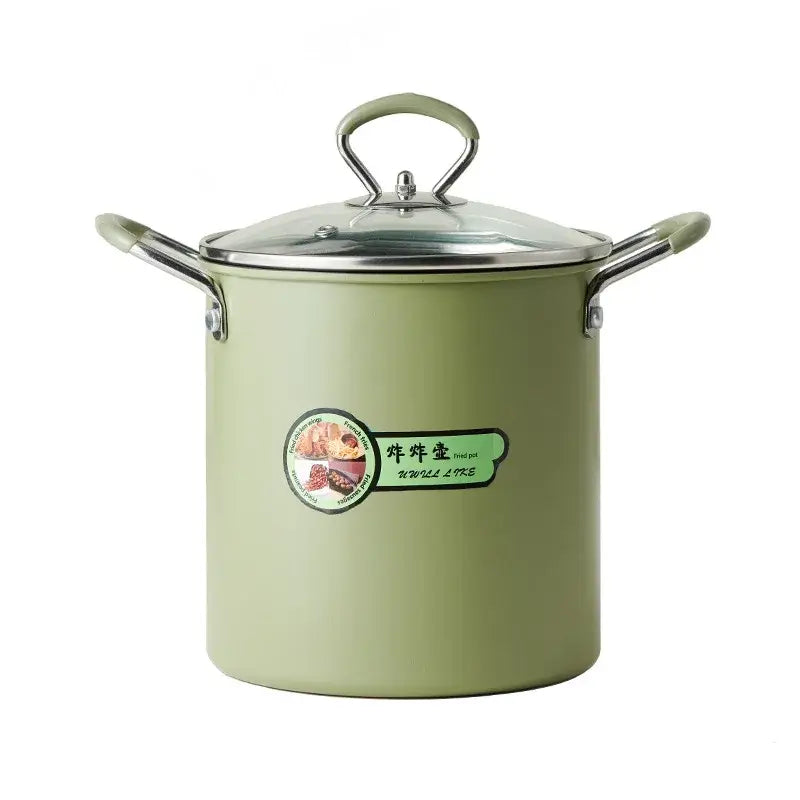 Panela de estoque verde com tampa de vidro da Fritadeira Elétrica Verde Ricaly