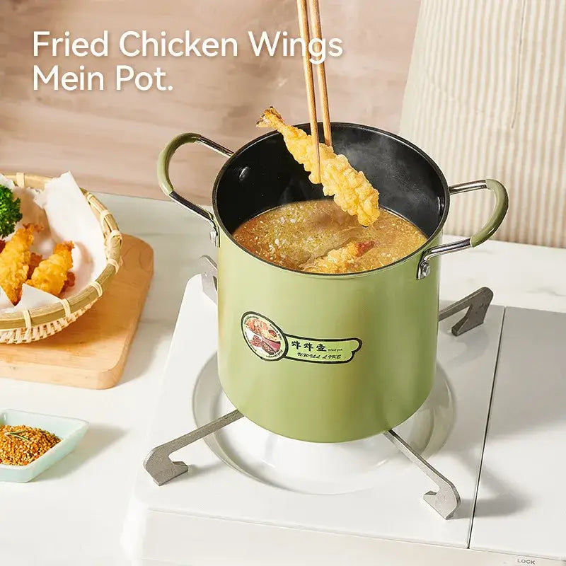 Panela de fritar verde com alças da Fritadeira Elétrica Verde Cozinha Prática Ricaly