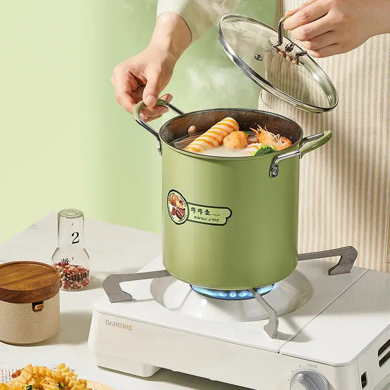 Panela verde de cozinha com tampa da Fritadeira Elétrica Verde Ricaly