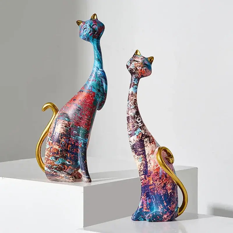 Gatos Estilo Europeu em Resina Ricaly Coloridos Compre