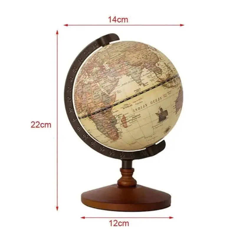 Globo terrestre vintage com base de madeira e dimensões do produto Peça Globo Ricaly