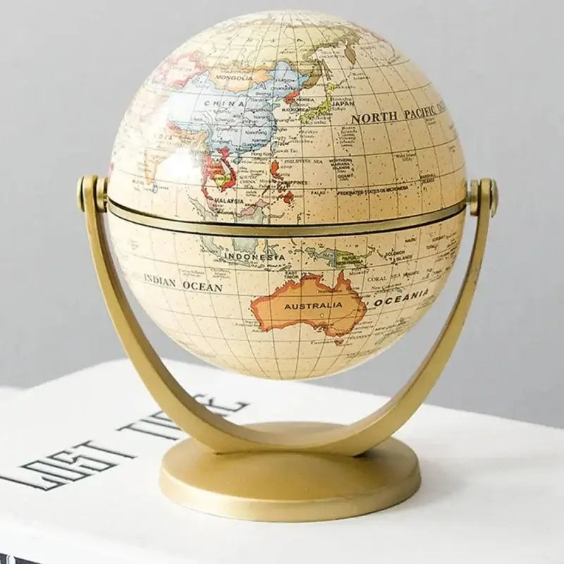 Globo terrestre vintage com suporte dourado para decoração retrô Ricaly