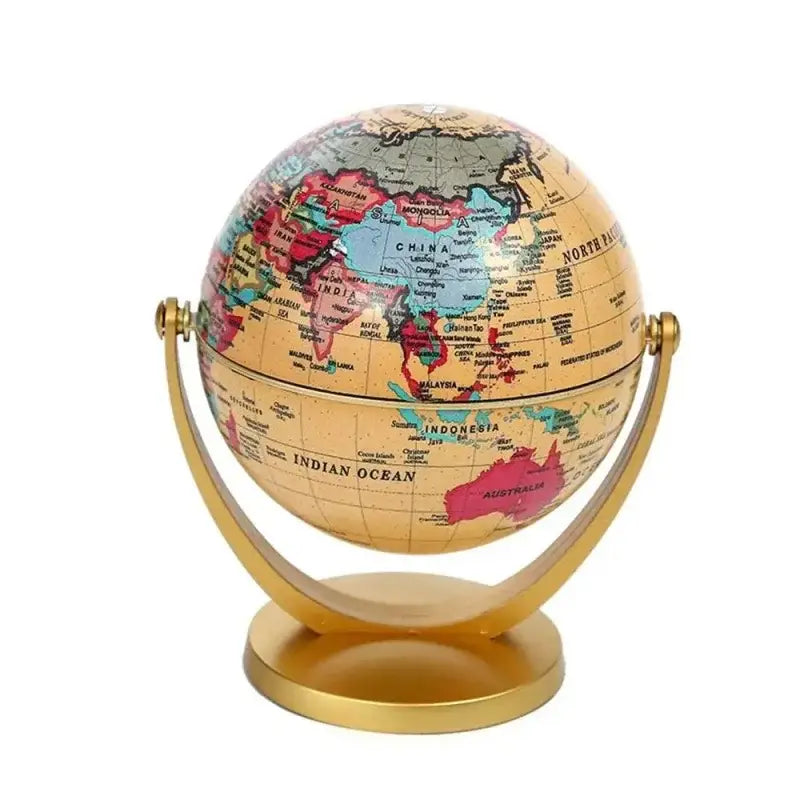 Globo terrestre dourado vintage com suporte, ideal para decoração retro Ricaly