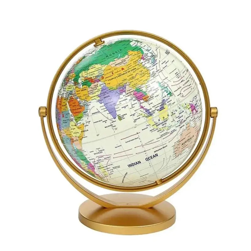 Globo terrestre pequeno com moldura dourada vintage para decoração Ricaly