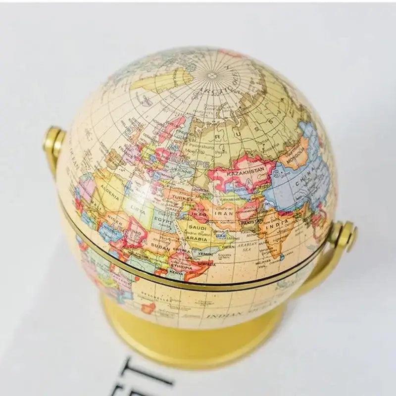 Globo terrestre vintage com mapa político dourado para decoração retrô Ricaly