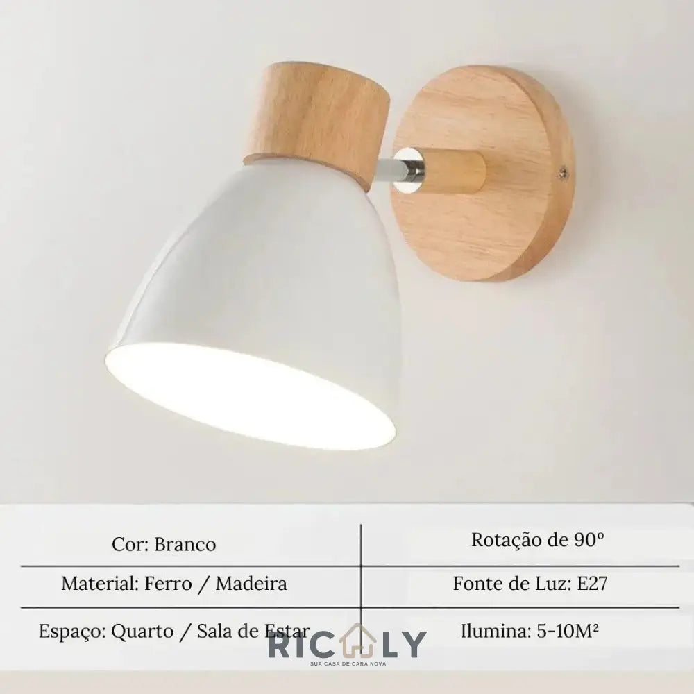 Iluminação Elegante: Arandela Articulada de Parede Interna Ricaly – Design Inovador em Madeira