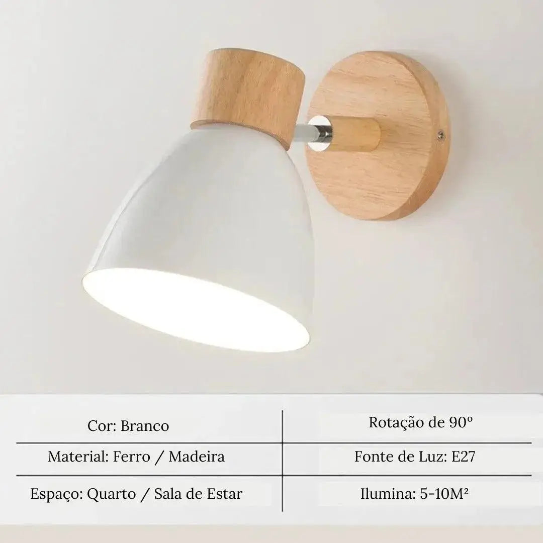Arandela Articulada Ricaly para Parede Interna branco madeira parede Iluminação Compre