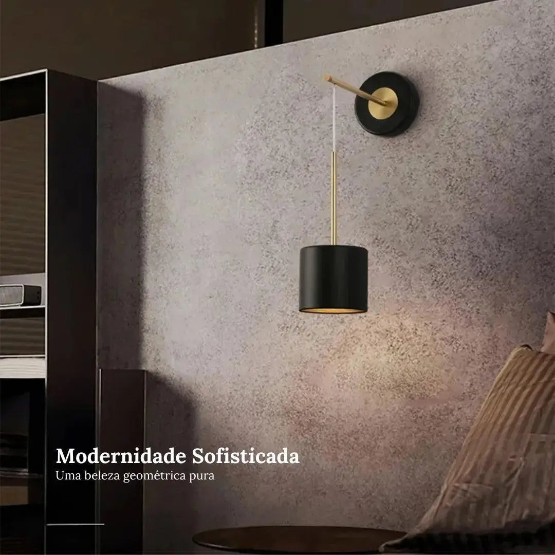 Iluminação Circular Suspensa em Acrílico Ricaly moderno preto ouro Compre