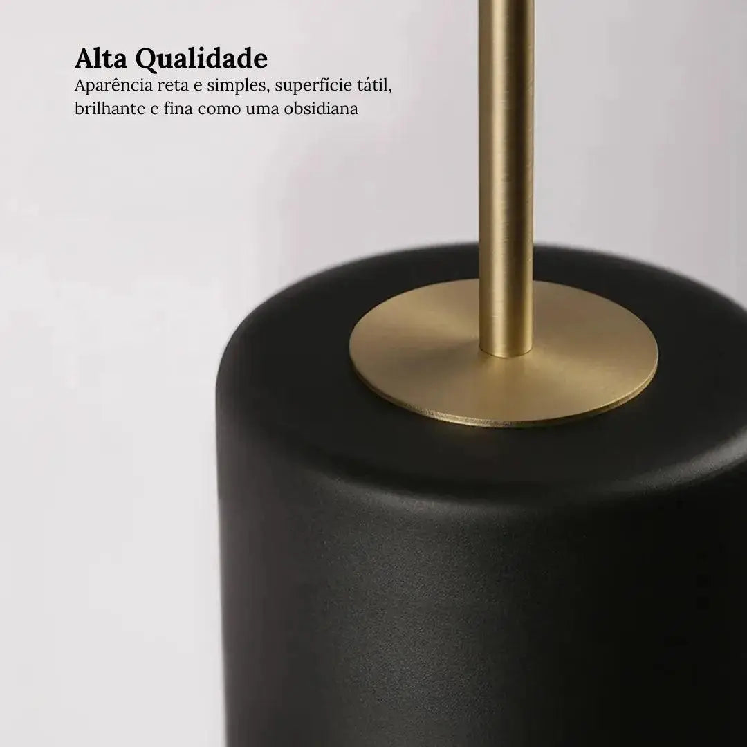 Iluminação Circular Suspensa em Acrílico Ricaly preto ouro cilíndrico Compre