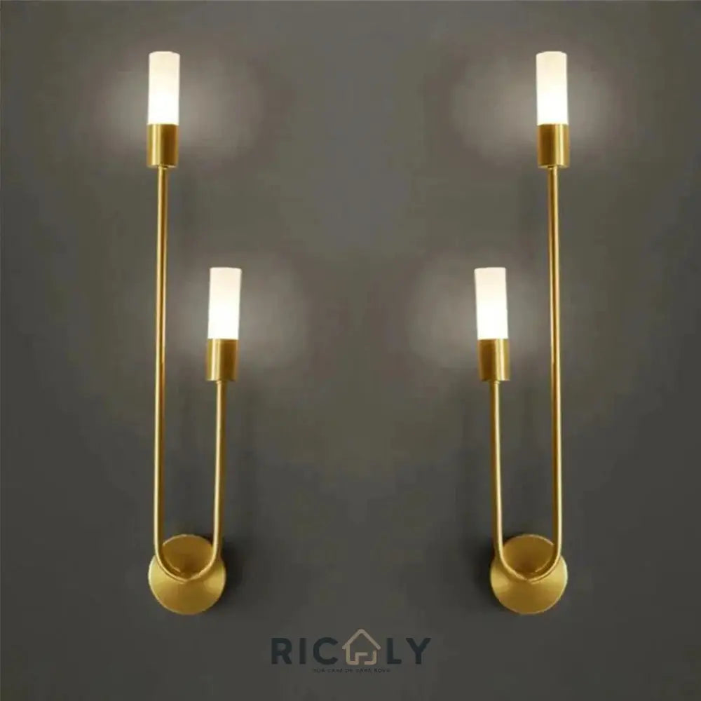 Iluminação Elegante: Arandela de Parede Verona by Ricaly - Sofisticação e Inovação para Seu Espaço Dourado Kit Dois Lados