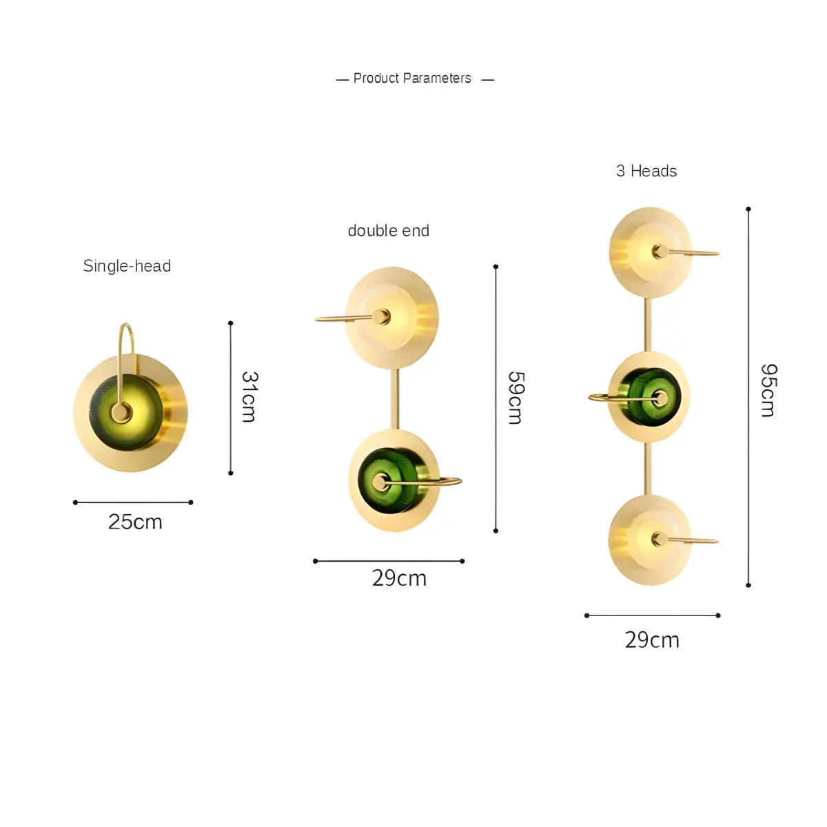 Arandela Futurista Belle em Vidro Verde Ricaly moderno ouro verde Iluminação Compre
