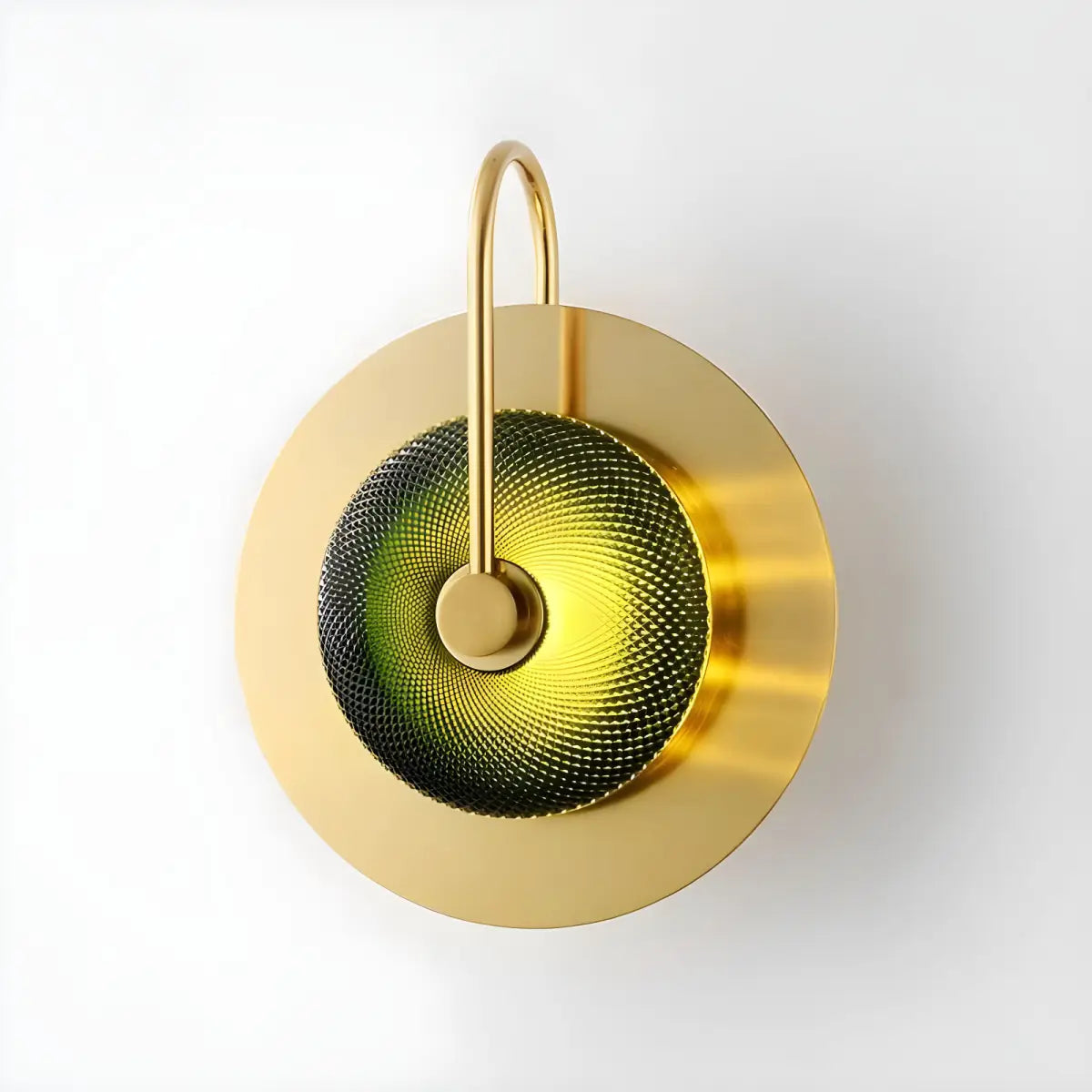 Arandela Futurista Belle em Vidro Verde Ricaly dourado circular parede Iluminação Compre