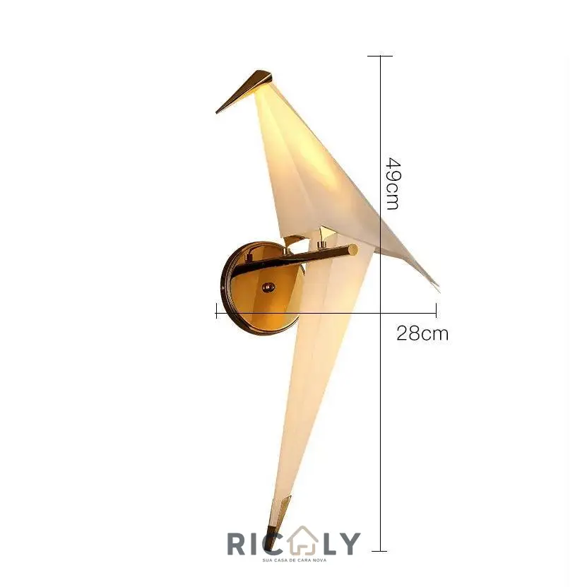 Iluminação Elegante: Arandela Dourada Origami Ricaly para Ambientes Internos