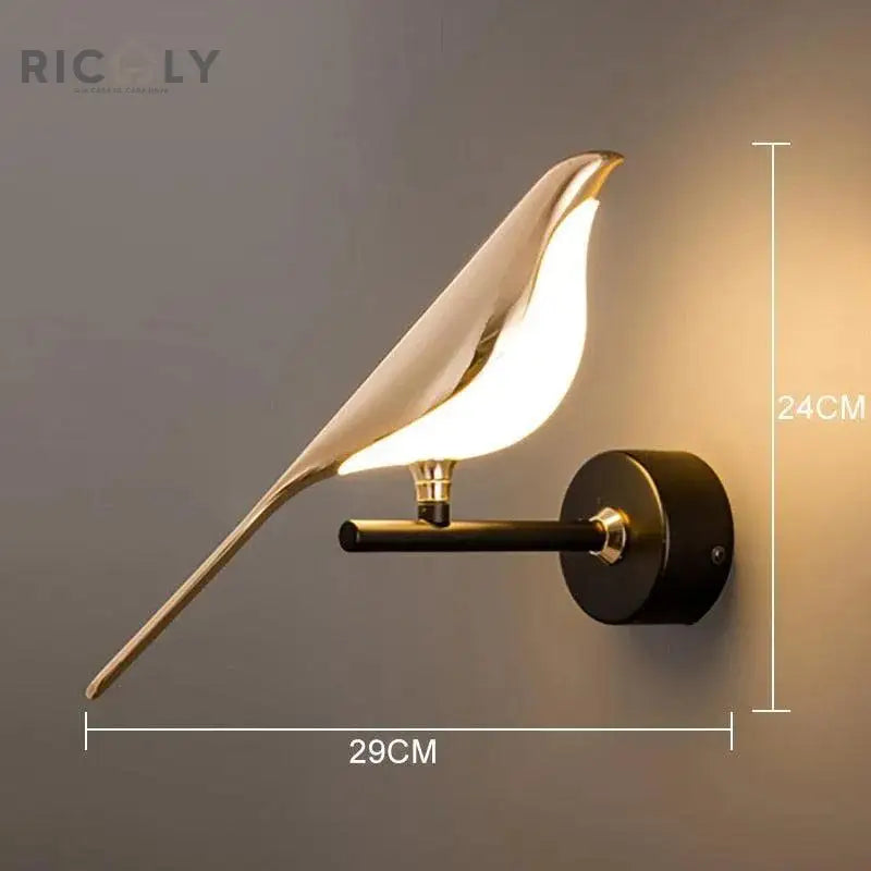 Iluminação Elegante: Arandela Dourada Pássaro Moderna da Ricaly - Sofisticação e Inovação para Seu Espaço - Iluminação