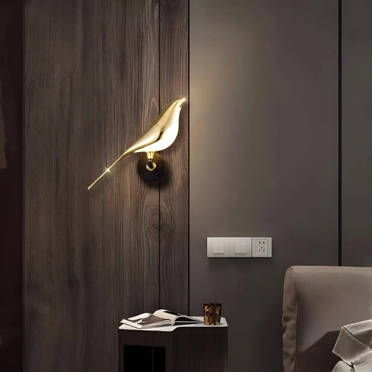 Arandela Dourada Pássaro Moderna para Parede dourado pássaro parede Iluminação Compre