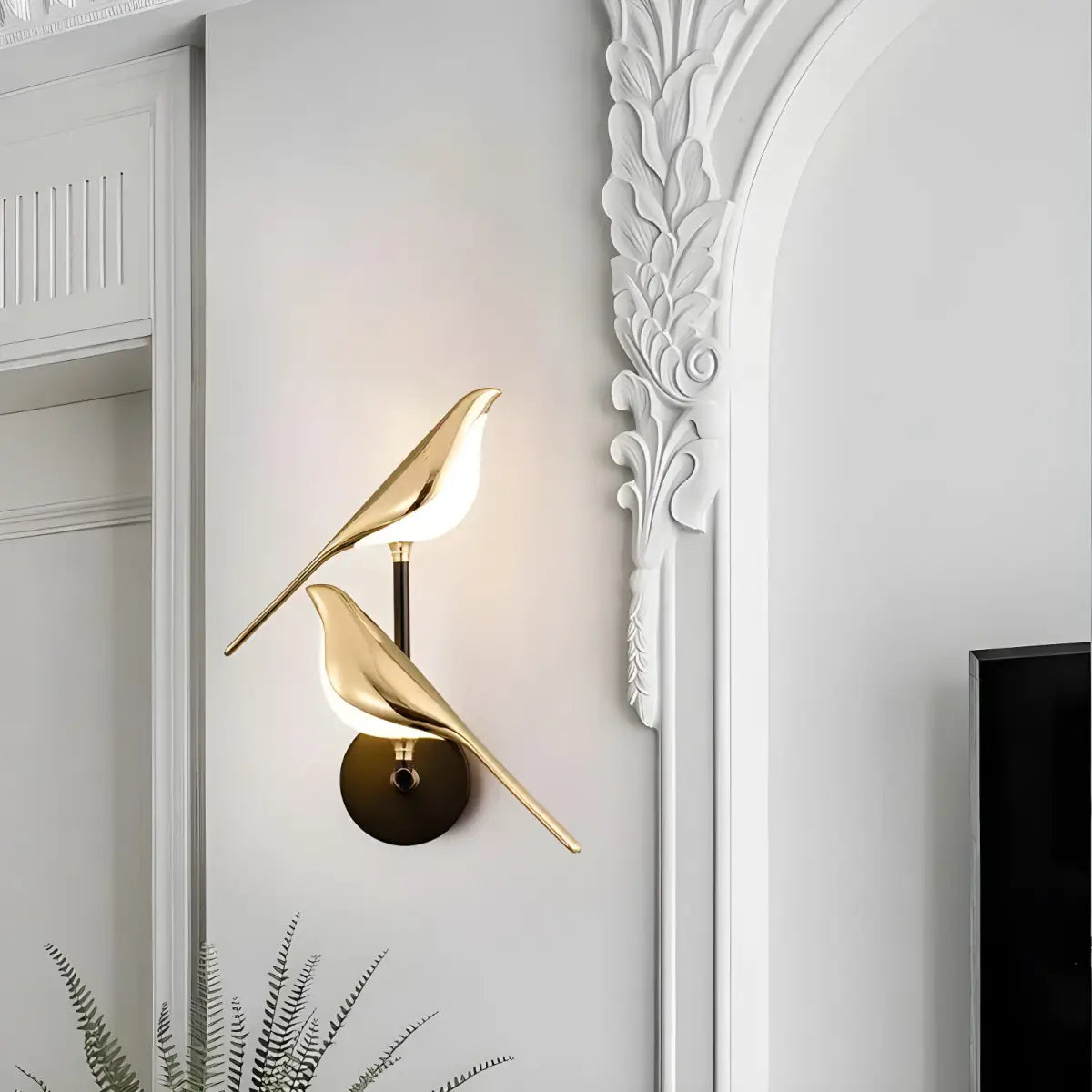 Arandela Dourada Pássaro Moderna para Parede dourado pássaro parede Iluminação Compre