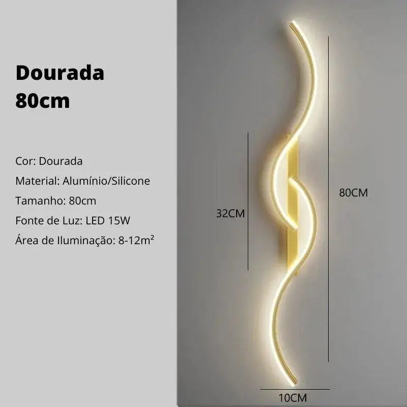 Iluminação Elegante: Arandela Interna Onda Dupla da Ricaly - Design Inovador para Ambientes Sofisticados - 159 - Dourada 80cm - Luz Quente - 200000795:365458#Gold - 80cm;5:361386#Warm white - No RC