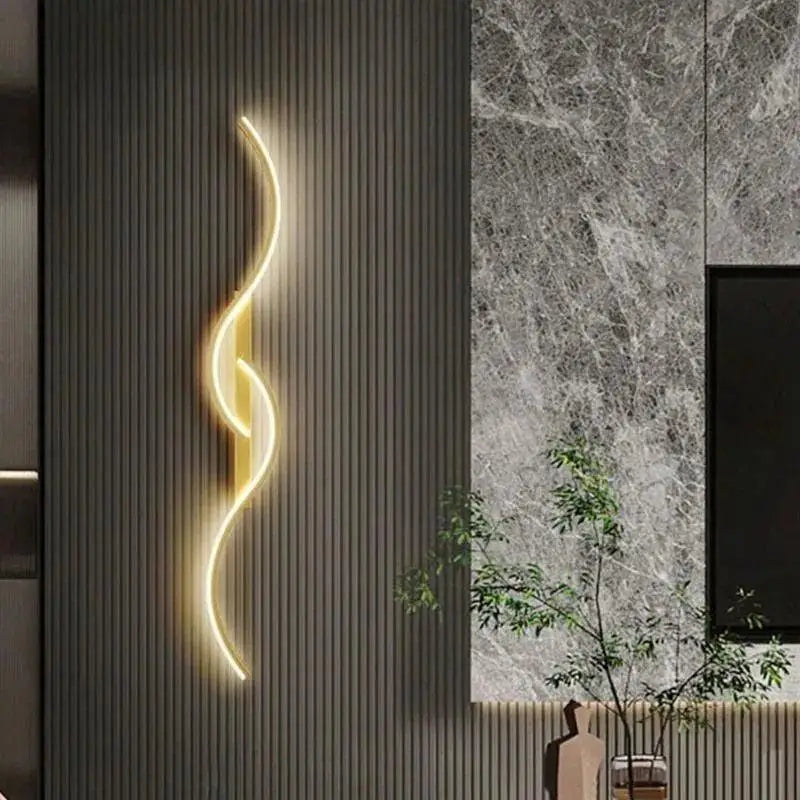 Arandela Interna Onda Dupla Preta Luz Fria Ricaly - design moderna para parede