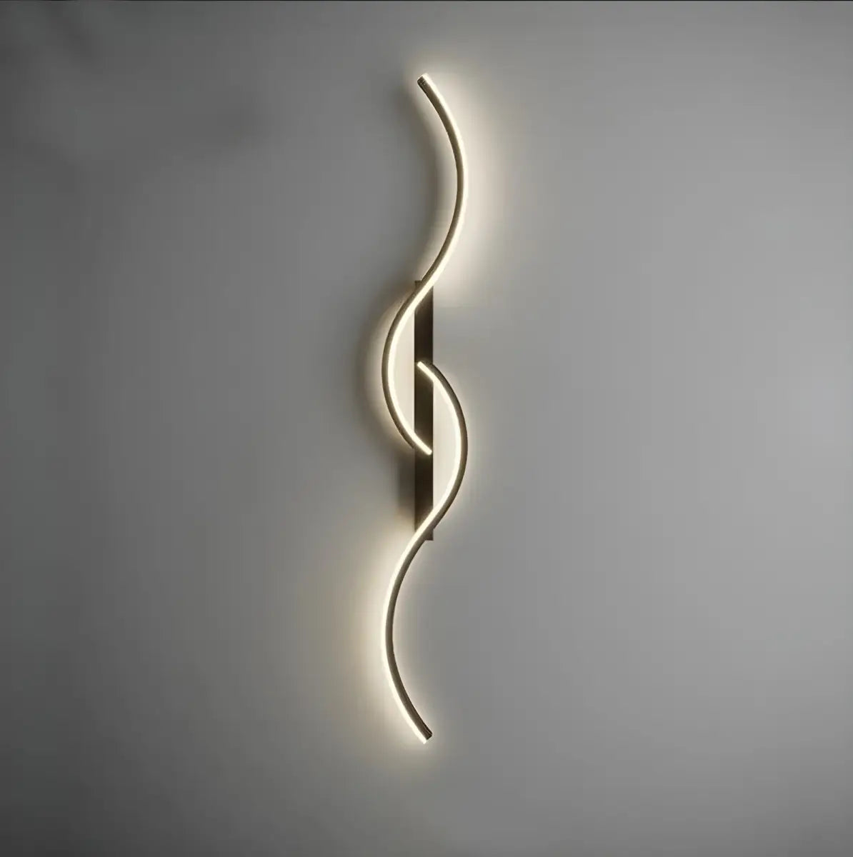 Imagem de arandela interna onda dupla preta com iluminação fria de 60cm Ricaly - design