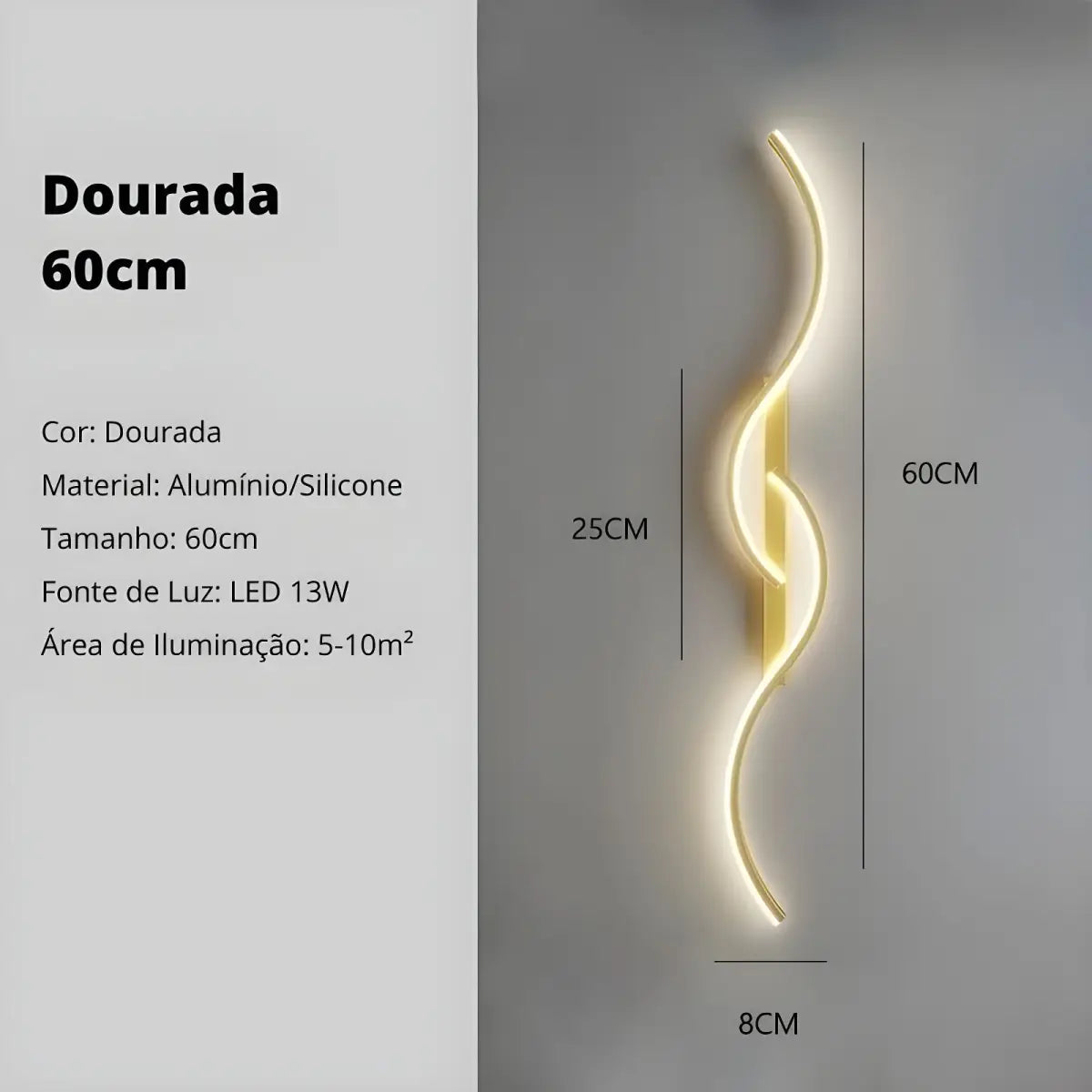 Arandela interna onda dupla preta Ricaly - design moderna para iluminação elegante