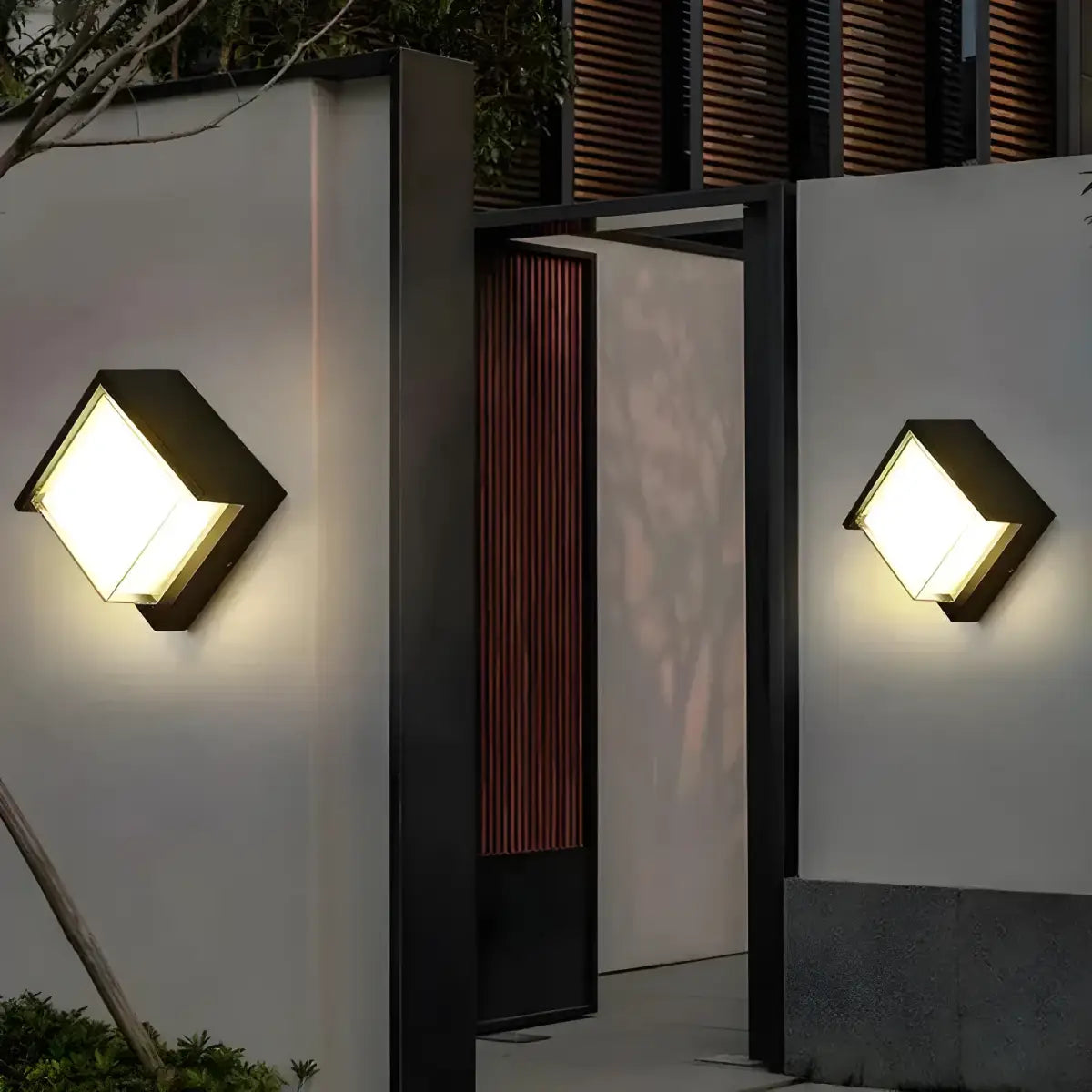 Arandela Externa Jardim Ricaly para Elegância Moderna iluminado quadrado parede Iluminação Compre