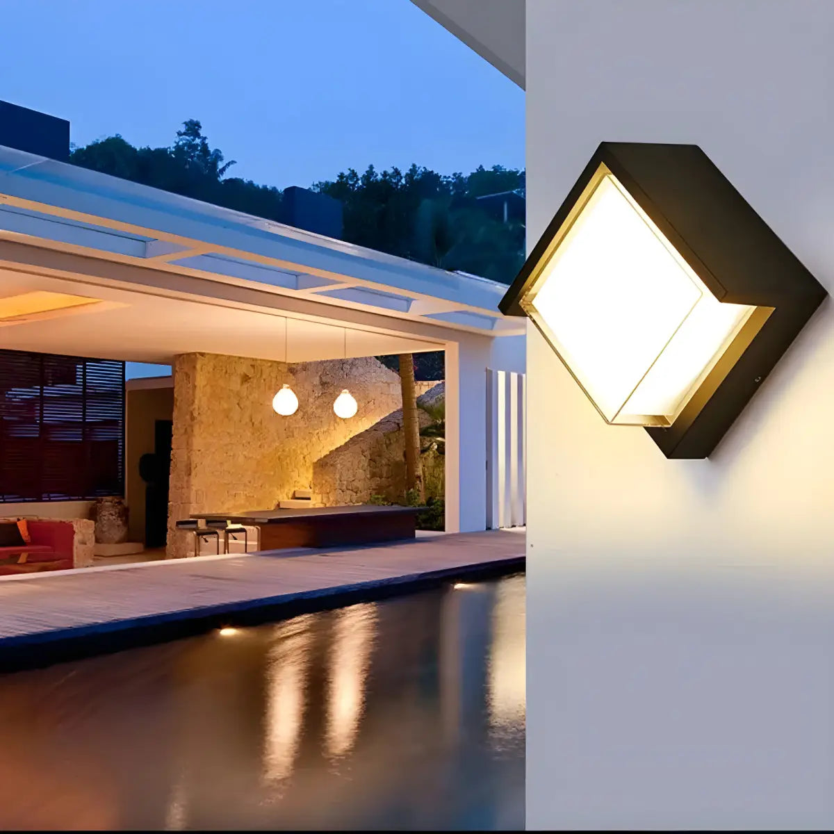 Arandela Externa Jardim Ricaly para Elegância Moderna iluminado quadrado parede Iluminação Compre