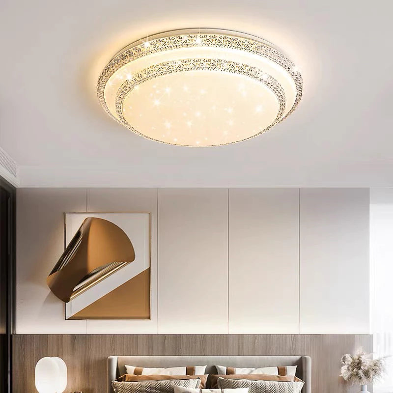 Plafon LED 2 Andar Céu Estrelado 36W - Luminária Decorativa com 3 Cores Ricaly , Ideal para Ambientes Comerciais e Residenciais