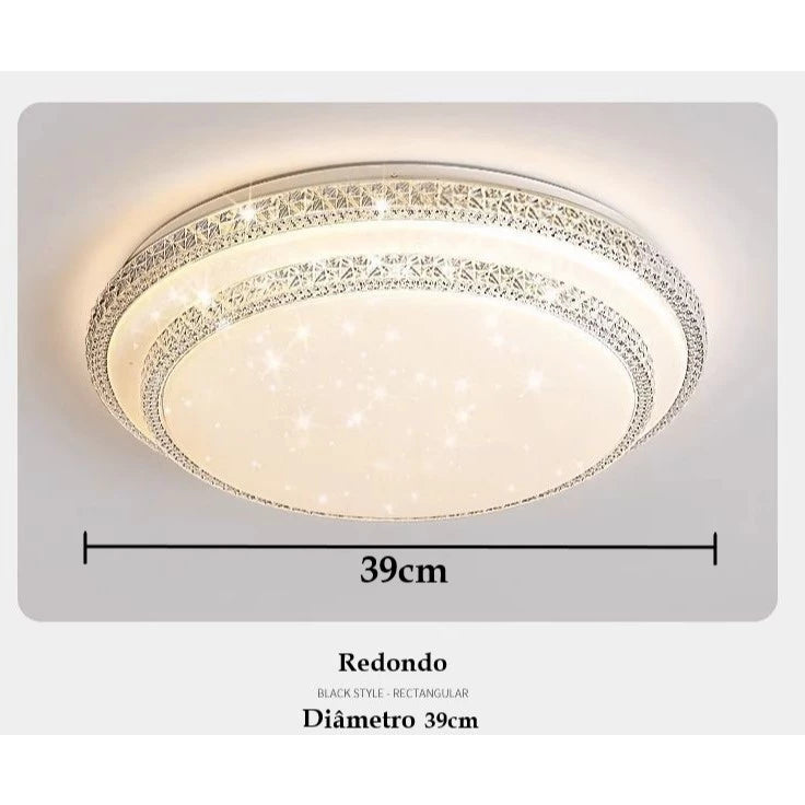 Plafon LED 2 Andar Céu Estrelado 36W - Luminária Decorativa com 3 Cores Ricaly , Ideal para Ambientes Comerciais e Residenciais