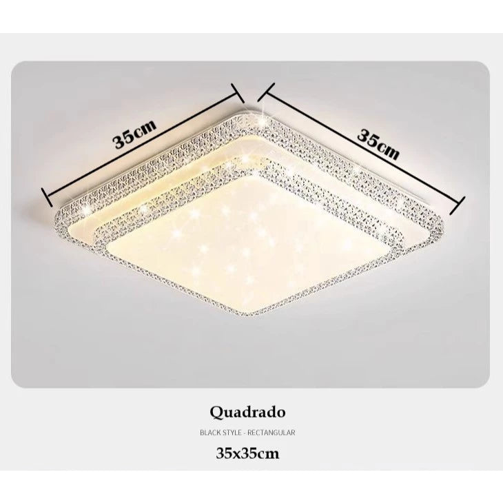 Plafon LED 2 Andar Céu Estrelado 36W - Luminária Decorativa com 3 Cores Ricaly , Ideal para Ambientes Comerciais e Residenciais