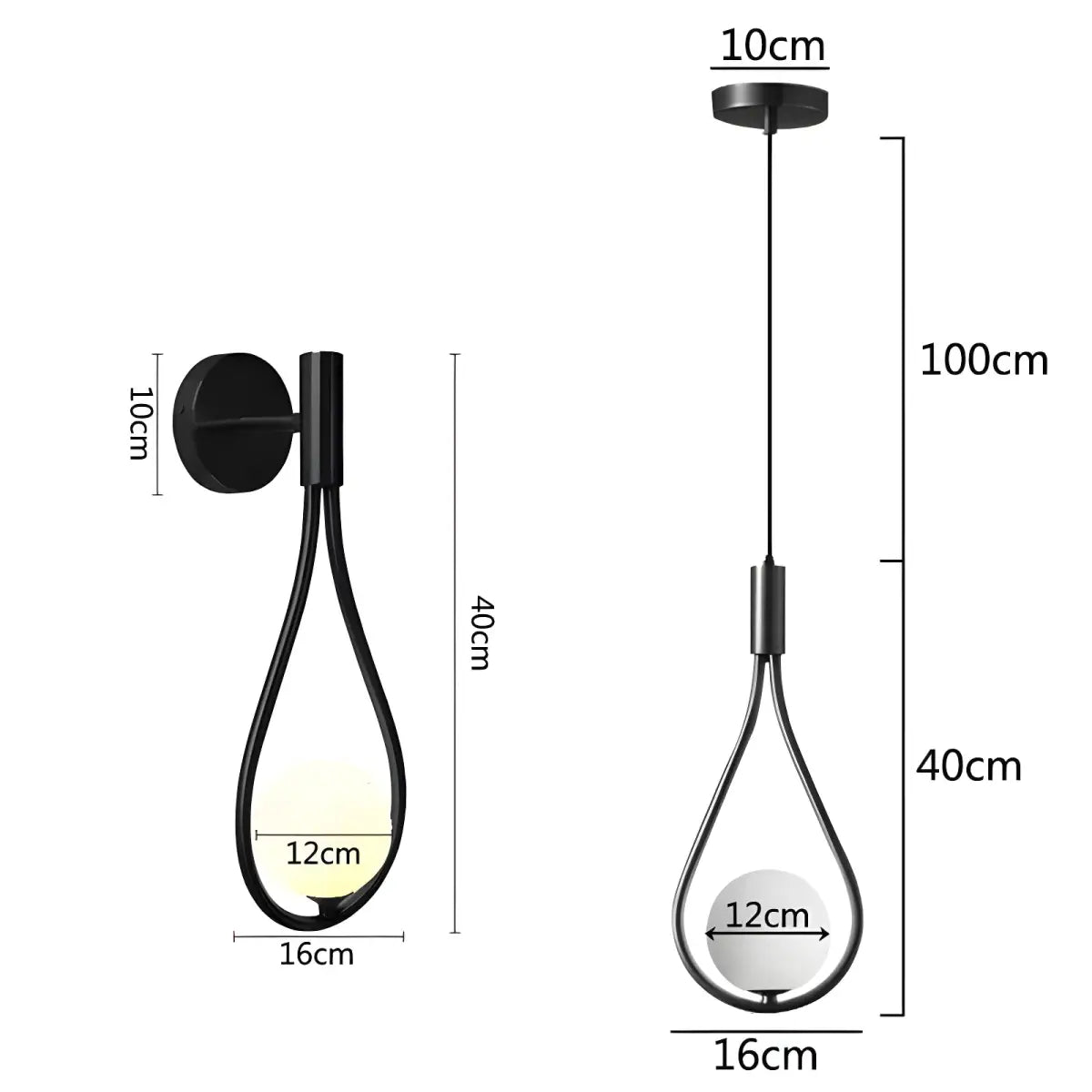 Arandela Lauren Ricaly em Aço Inoxidável Dourado preto forma de lágrima parede Iluminação Compre