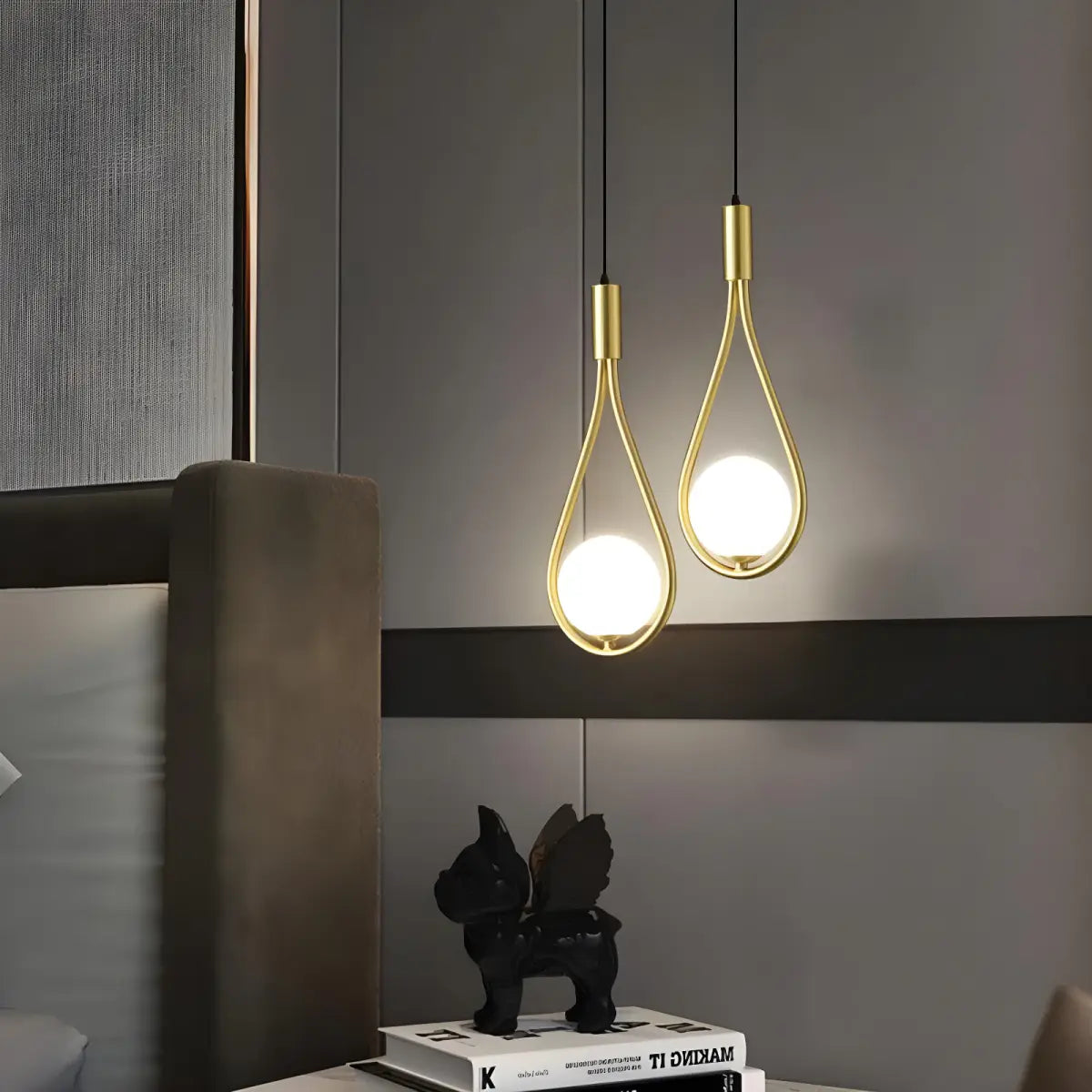 Arandela Lauren Ricaly em Aço Inoxidável Dourado forma de lágrima ouro pingente Iluminação Compre