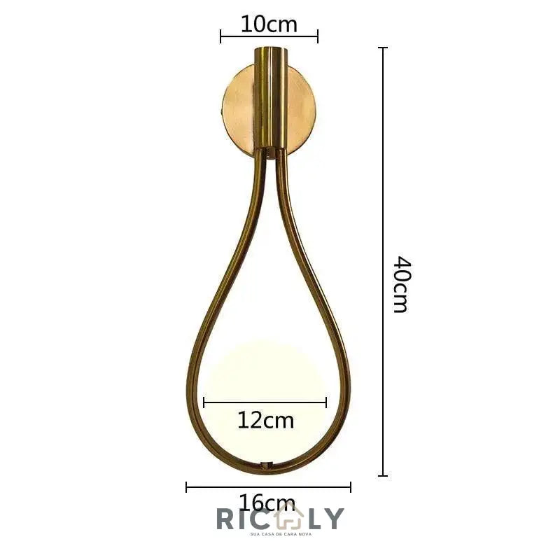 Ilumine Seu Espaço com a Elegância Premium da Arandela Dourada Ricaly - Lauren para Paredes Internas - Iluminação