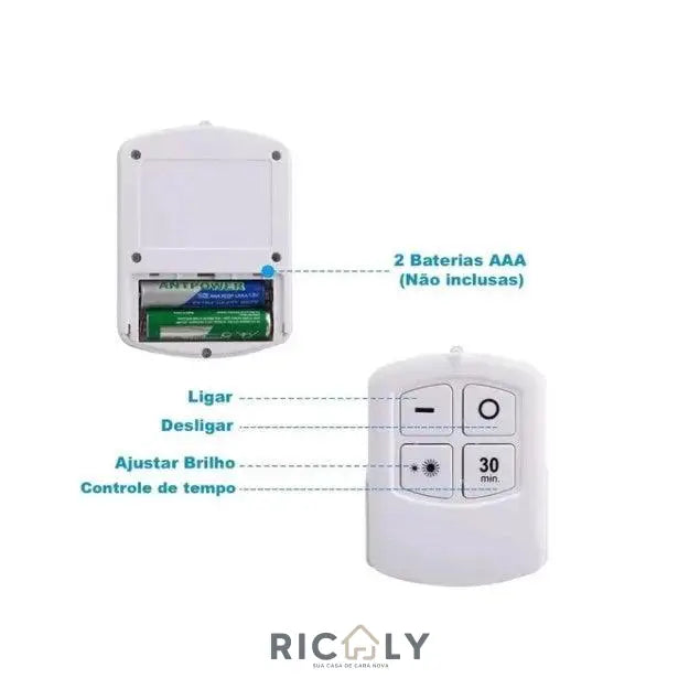 Ilumine Seus Espaços com Facilidade: Kit 6 Lâmpadas LED Spot Sem Fio com Controle Remoto!