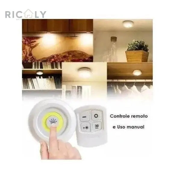 Ilumine Seus Espaços com Facilidade: Kit 6 Lâmpadas LED Spot Sem Fio com Controle Remoto!