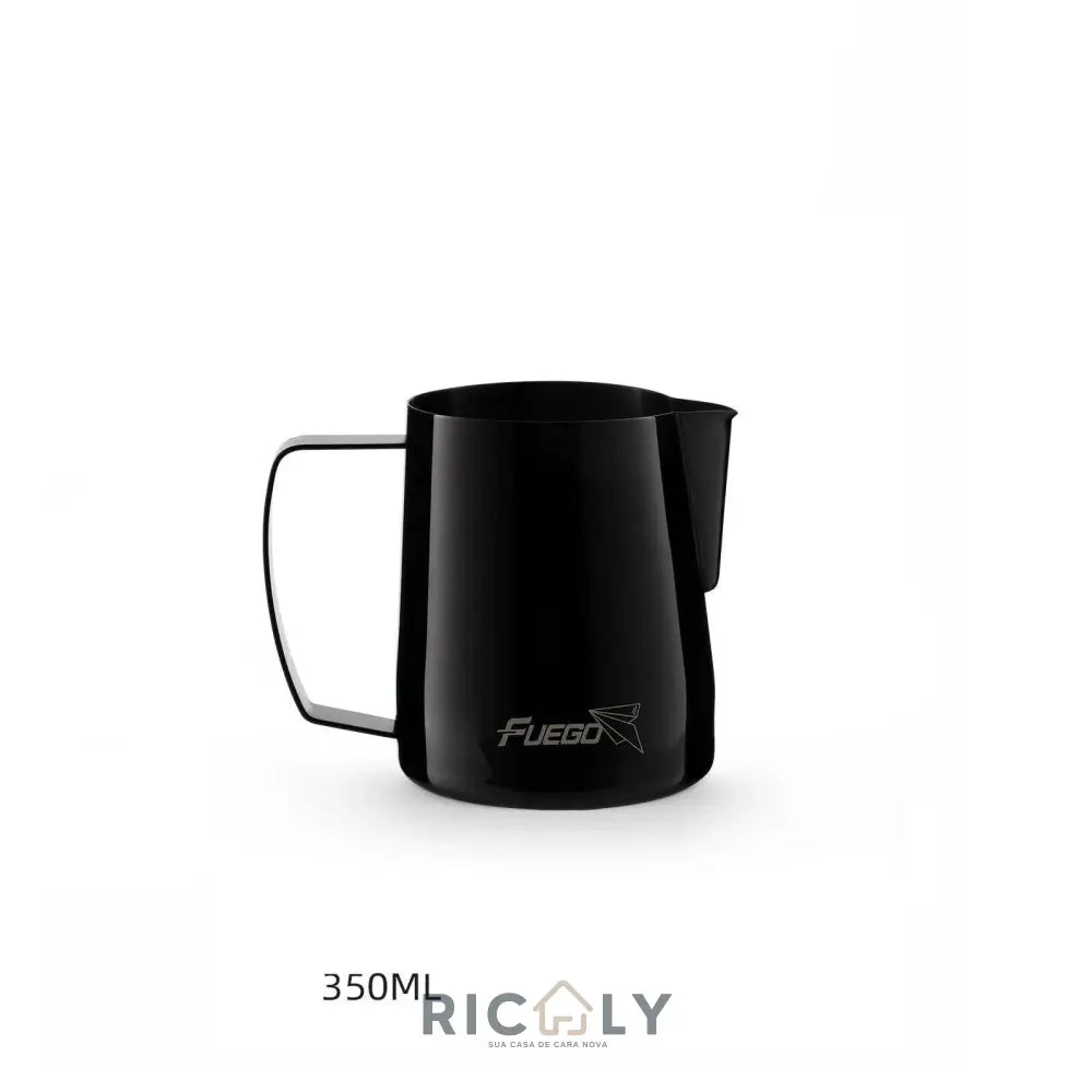 Jarra de Aço Inoxidável para Arte com Leite Espresso e Café Ricaly - Preto - 350 ml - Jarra de Aço Inoxidável