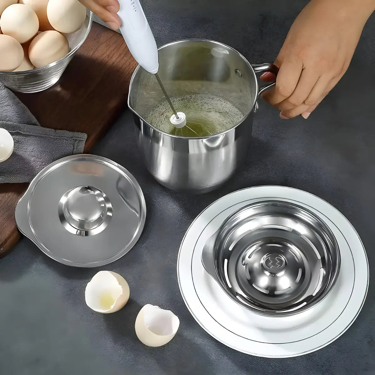 Jarra de Inox Ricaly | 1000ml com Separador Premium inoxidável aço ovo Organizadores para Cozinha Compre