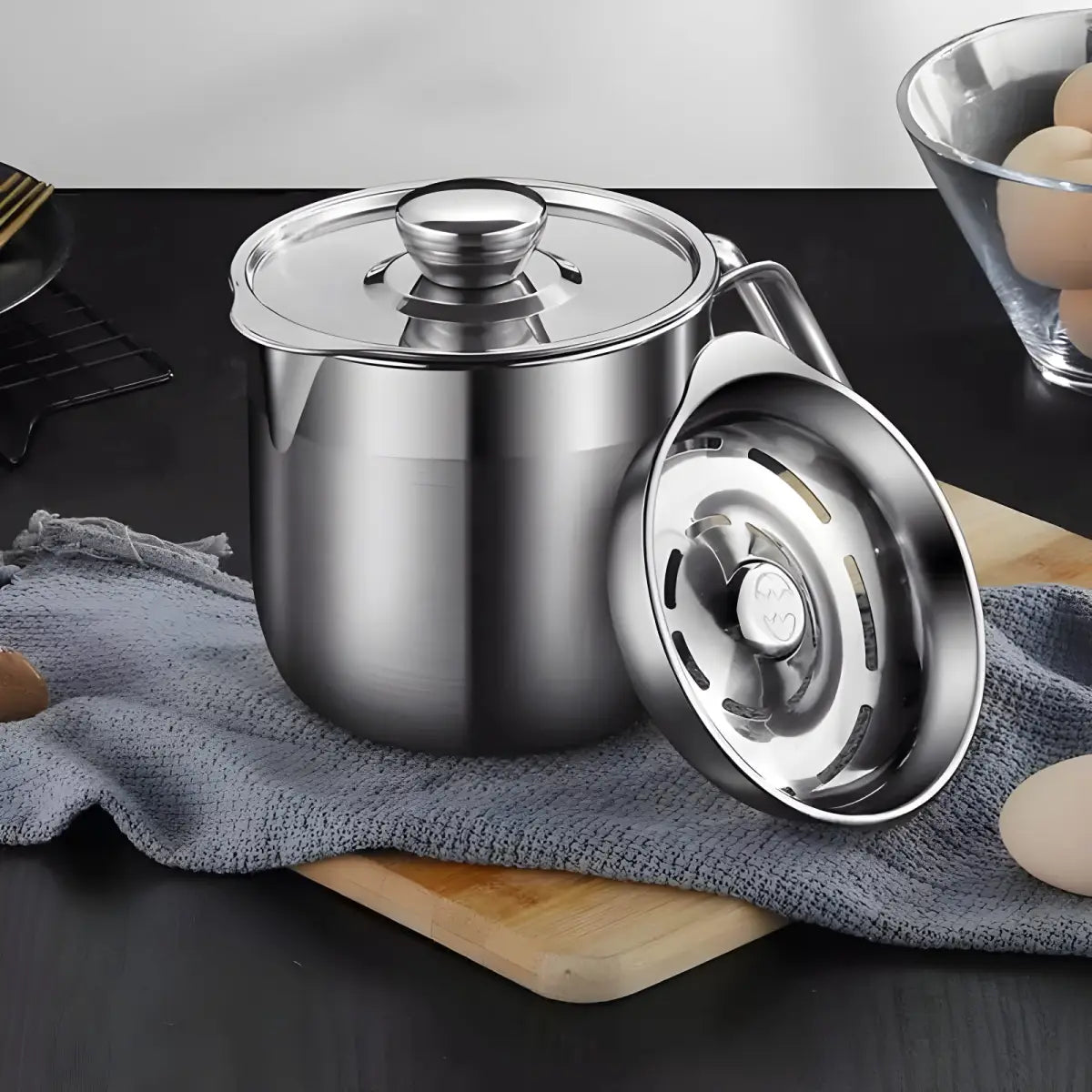 Jarra de Inox Ricaly | 1000ml com Separador Premium inoxidável aço ovo Organizadores para Cozinha Compre