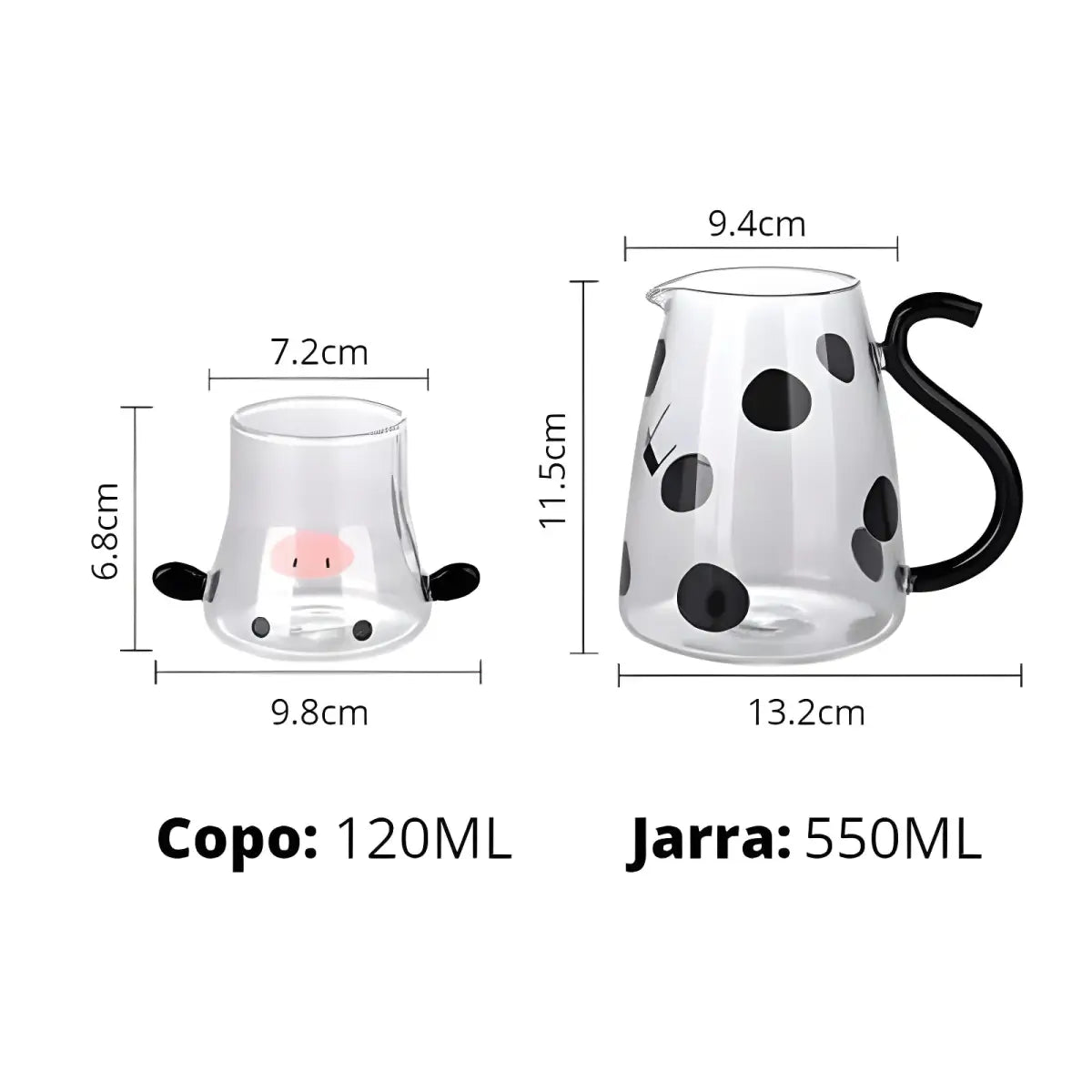 Jarra de Vidro Ricaly | Frete Grátis Acima R$149 com tema vaca vidro xícara Organizadores para Cozinha Compre