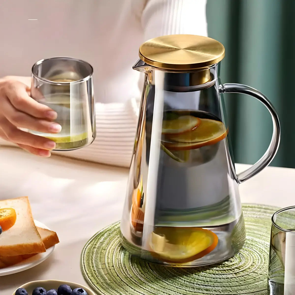Jarra de Vidro 2L Ricaly | Frete Grátis e 5% OFF vidro lançador ouro Organizadores para Cozinha Compre