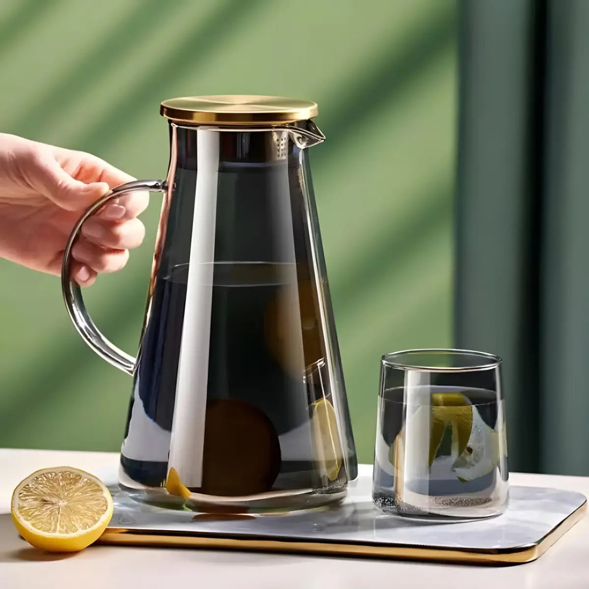 Jarra de Vidro 2L Ricaly | Frete Grátis e 5% OFF vidro lançador ouro Organizadores para Cozinha Compre