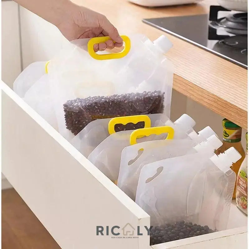 Kit 10 Sacos de Armazenamento Dispenser de Alimentos Ricaly