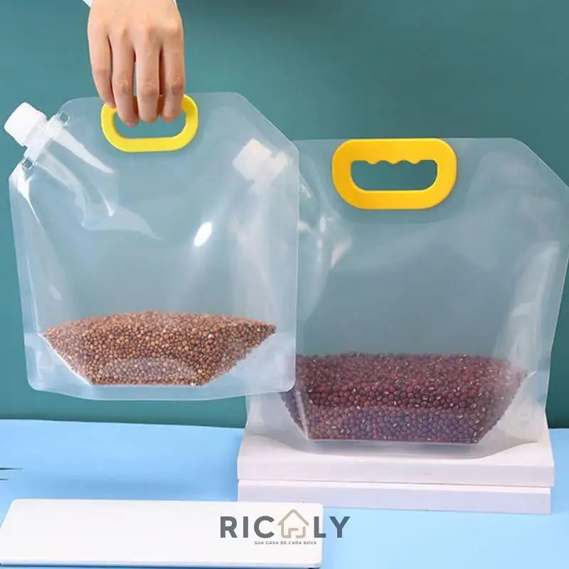 Kit 10 Sacos de Armazenamento Dispenser de Alimentos Ricaly