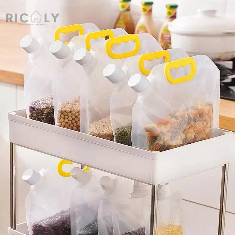 Kit 10 Sacos de Armazenamento Dispenser de Alimentos Ricaly