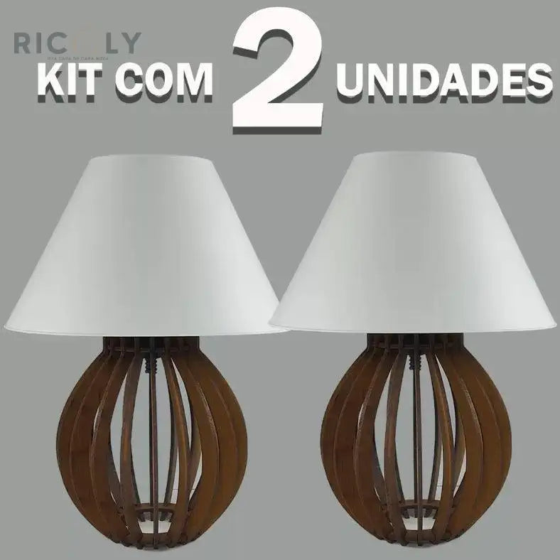 Kit 2 unidades Abajur La Finesse Cupula - Luminária Para Decoração Quarto e Sala - Iluminação