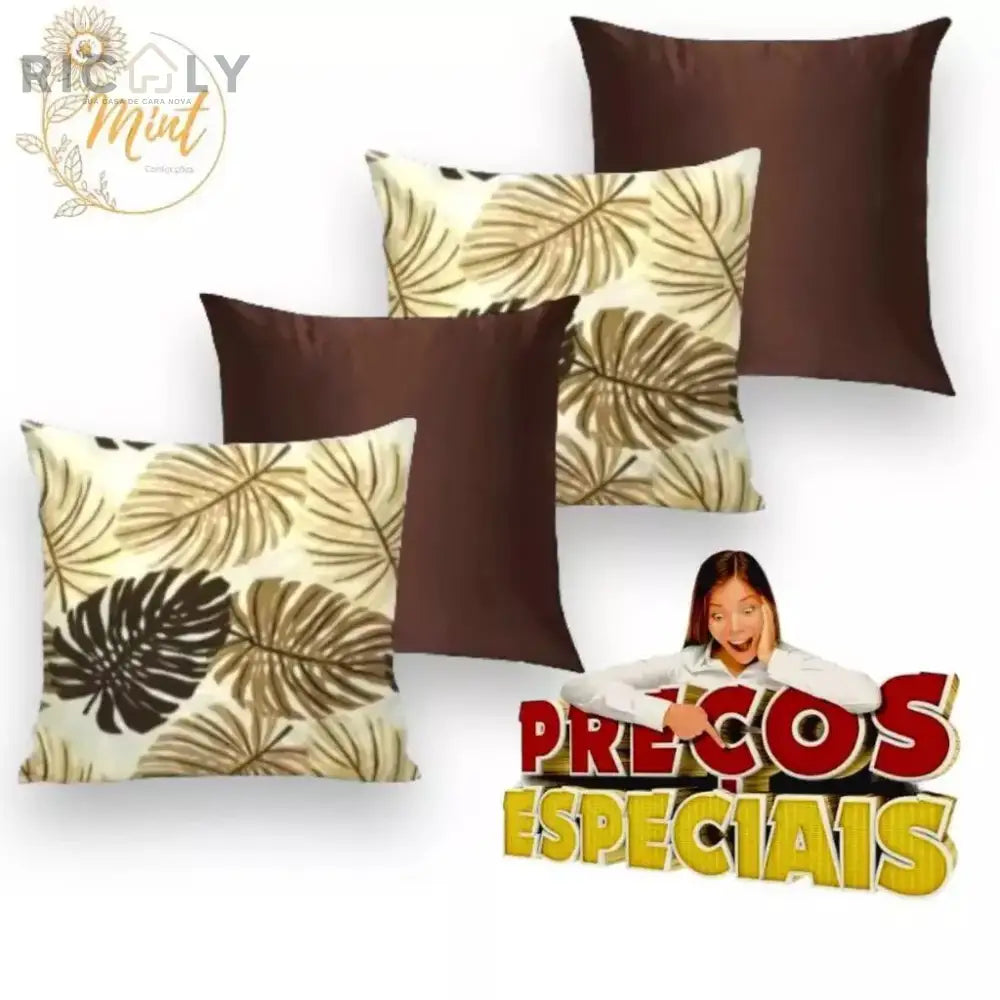 KIT de 4 Almofadas Decorativas com Enchimento de Espuma e Capas de Tércio