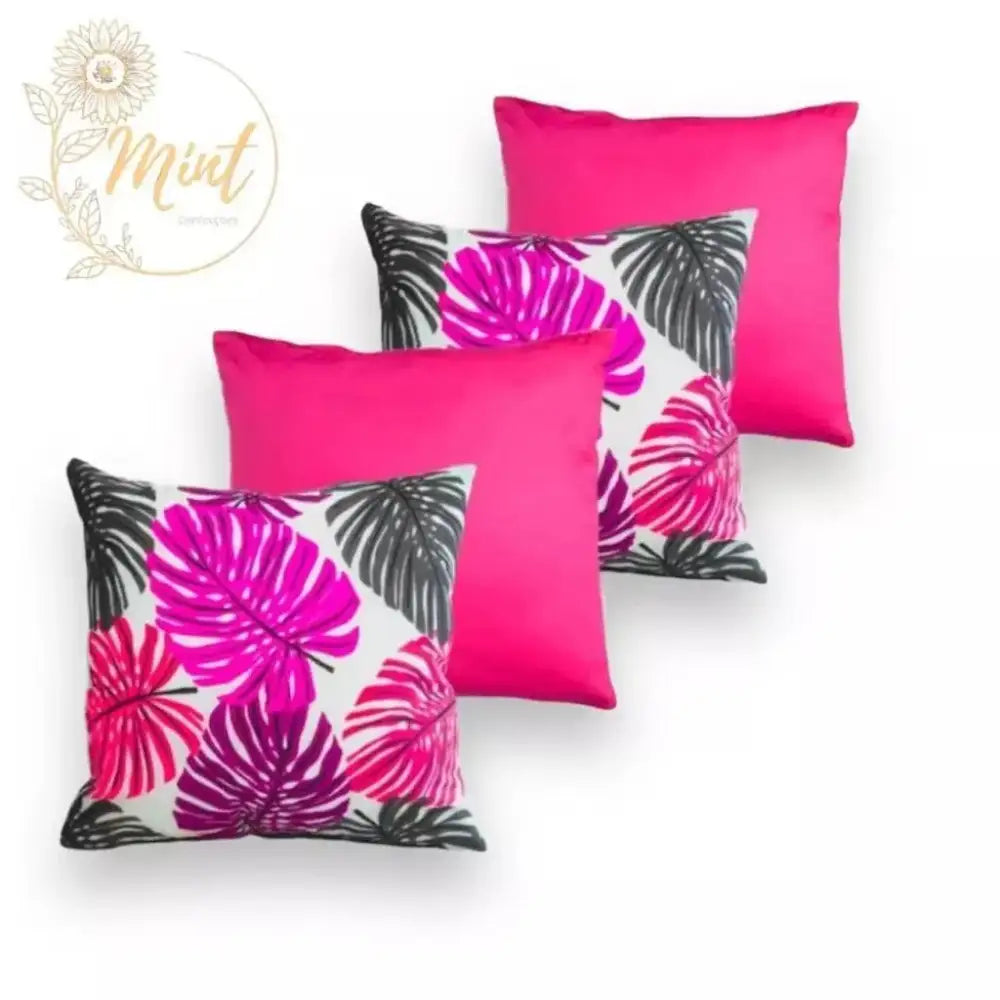 KIT de 4 Almofadas Decorativas com Enchimento de Espuma e Capas de Tércio COSTELA ROSA