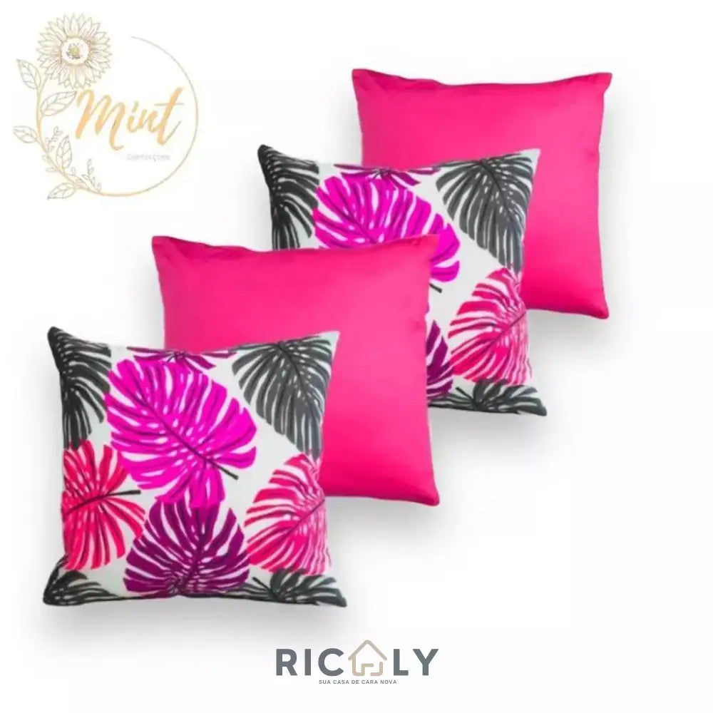 KIT de 4 Almofadas Decorativas com Enchimento de Espuma e Capas de Tércio COSTELA ROSA