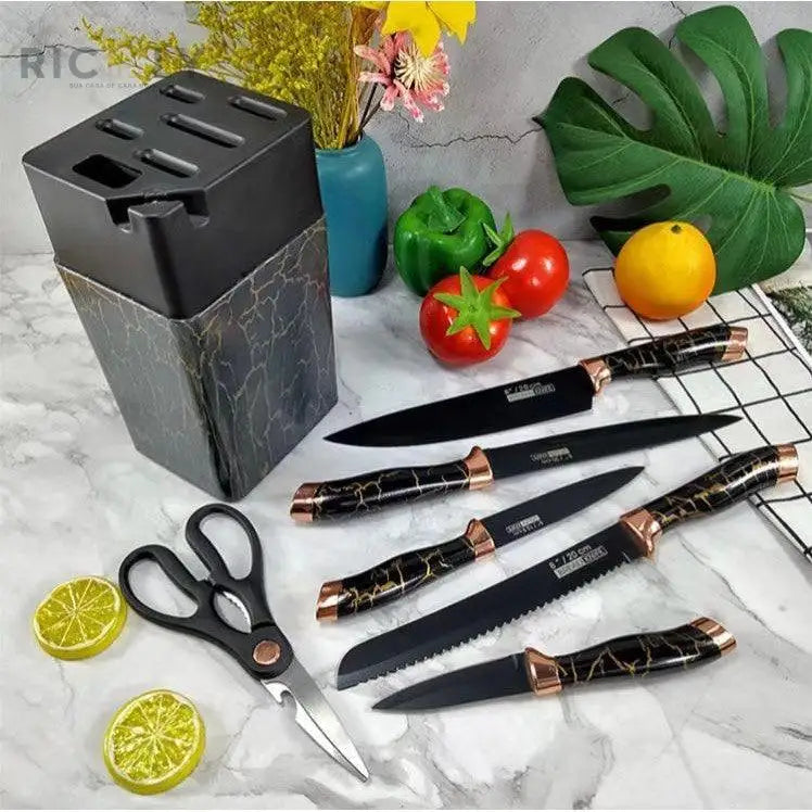 Kit de Facas Churrasco Profissional Antiaderente 7 Peças - Ricaly